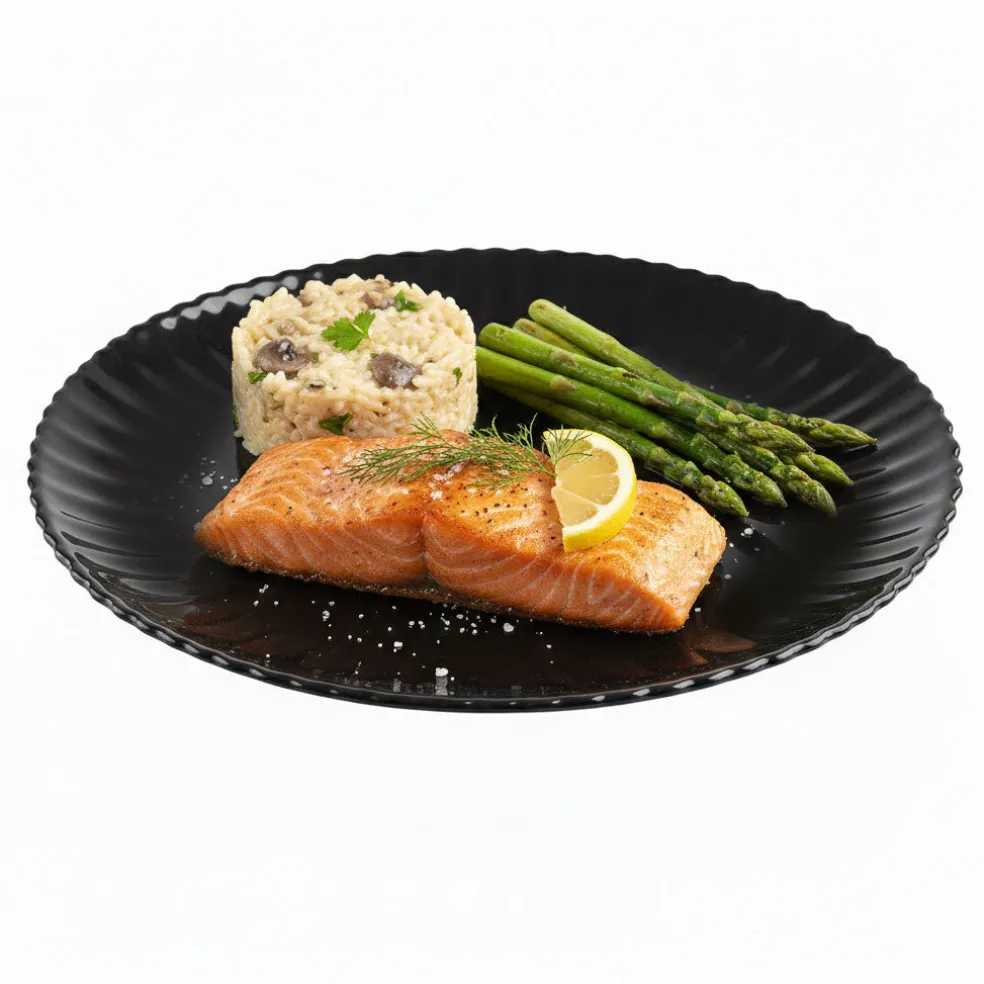 Assiette plate noire 25 cm Bloom