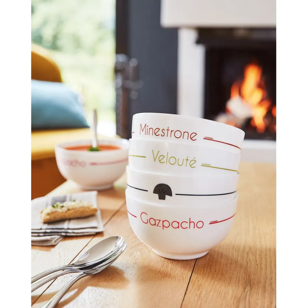 Lots de 4 bols blancs décorés 7,9 cm Soupset