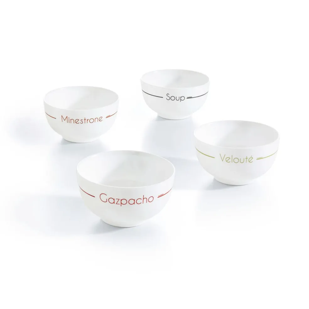 Lots de 4 bols blancs décorés 7,9 cm Soupset